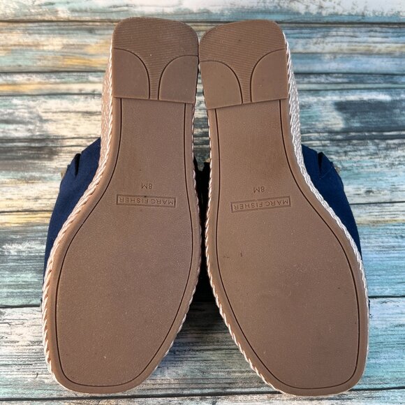 Marc Fisher Platform Slide Sandal Womens 8M Blue Suede Rope Wedge Heel Studded. - Picture 7 of 12